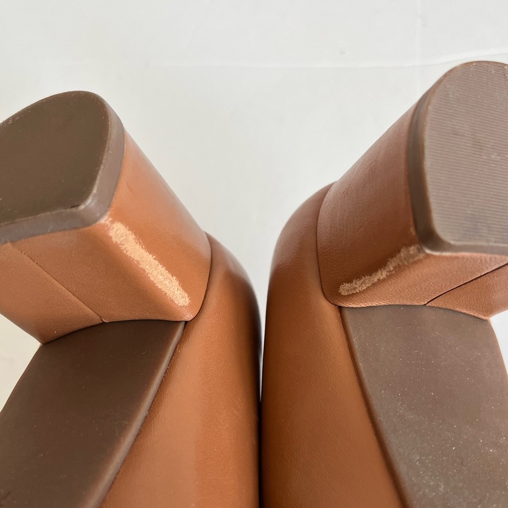 Tory Burch Tan Leather Block Heel Pumps Size 7.5 - Picture 8 of 11